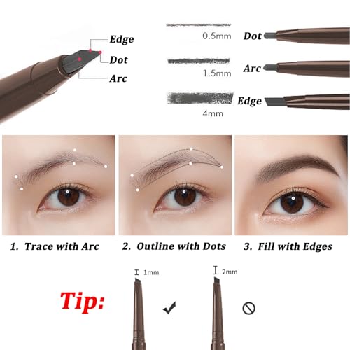 12 Pcs Eyebrow Pencils 2 in 1 Tip-and-Brush Eyebrow Pencil with Retractable and Waterproof Eyebrow Pencil for Women and Beginners (Dark Brown)