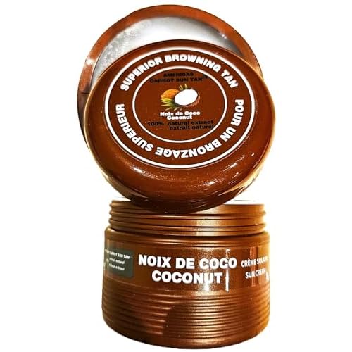 Coconut - Fast tan accelerator with Coconut, Carrot & Henna - Deep Browning Cream, Moisturizing Tanning lotion for Beach or Sun Bed