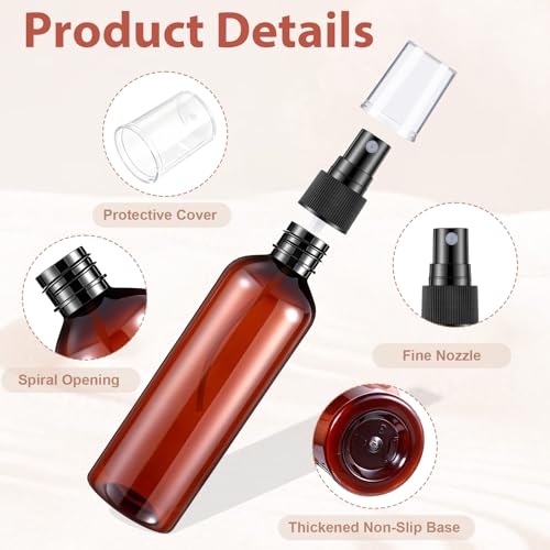 90 Pack 4 Oz Spray Bottle Mini Spray Bottles Plastic Amber Spray Bottles Portable Fine Mist Spray Bottle Refillable Perfume Bottle Empty for Plants, Cleaning, Misting and Skin Care