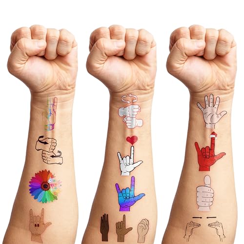 107 PCS ASL Temporary Tattoos for Kids - Party Favors