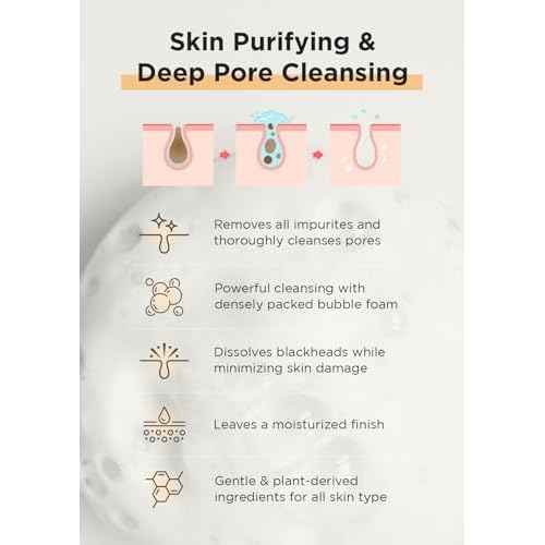 Hanskin Pore Cleansing Foam, Bha Cleanser, Gentle Exfoliating Face Wash and Makeup Remover, Korean Deep Pore Sebum Cleansing for Hydrated and Smooth Skin 4.06 (fl oz)