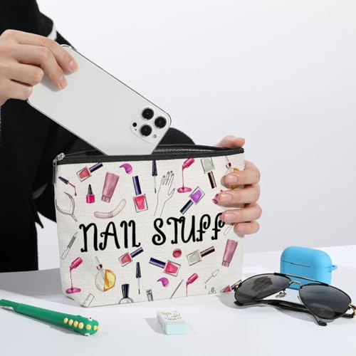 2 Pcs Nail Stuff Makeup Bag, Portable Pouch Purse Travel Essentials Organizer Cosmetic Bags for Women, Manicurist Travel Makeup Toiletries Accessories, Christmas Birthday Gifts for Women Manicurist