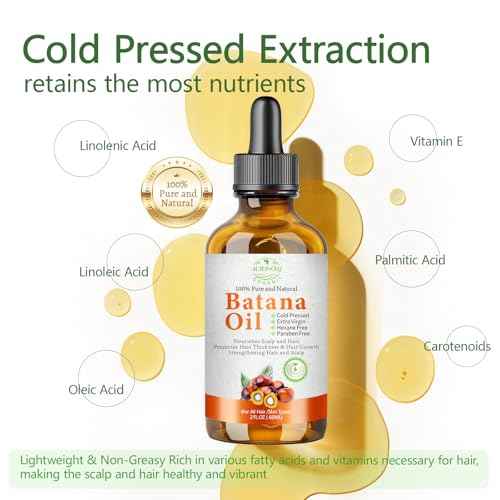 Batana Oil for Hair Growth Organic Raw Batana Hair Oil Natural Cold Pressed Pure Glass Bottle Oils to Thicken Brows, Repair Hair & Scalp, Fights Frizz, All Hair Types (2 fl oz) by MMPANG