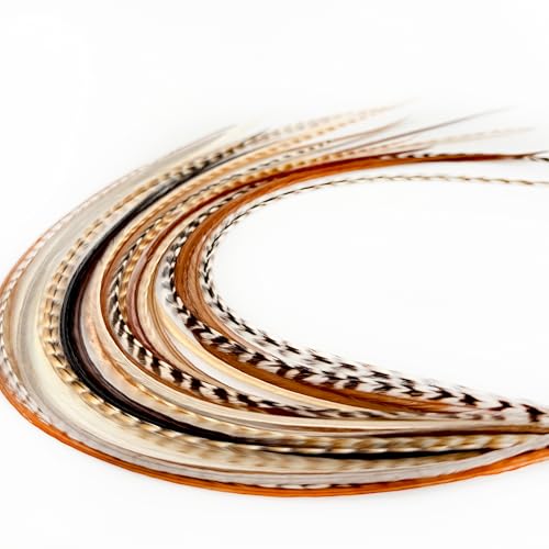 21 Natural Color Feather Hair Extensions 9"-14" with Micro-Link Beads