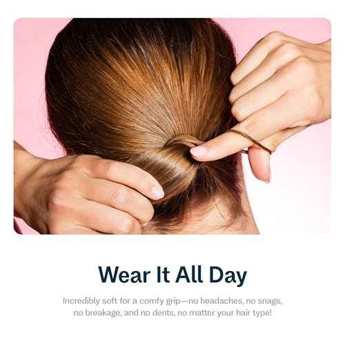 Gimme Beauty X-Fine Hair Bands - Slim-Fit Elastic Ties for Extra Fine Hair - No-Dent, Gentle-Grip Ponytail Holders for All-Day Comfort - 20 Pack, Light Brown