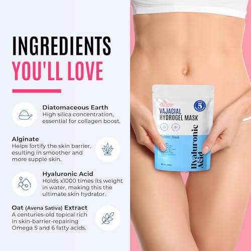 Divine Derriere Hydrogel Vajacial Mask - Premium Modeling Rubber Mask with Hyaluronic Acid, Deeply Purifying & Super Hydrating Hydro-jelly Sheet Masks, Complete Peel-Off Jelly Mask Powder Kit