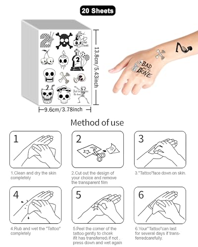 192 Skeleton Temporary Tattoos for 2nd Birthday Party