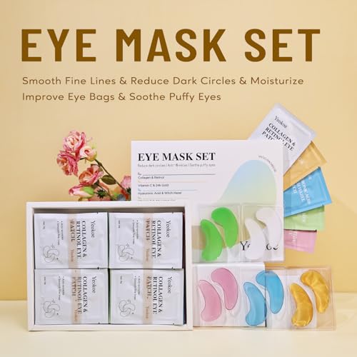 Under Eye Patches for Dark Circles,Eye Mask for Puffy Eyes With Collagen,Retinol,Vitmin C,Hyaluronic Acid and Niacinamide Face Masks Skincare Spa Gifts for Woman 20Pairs