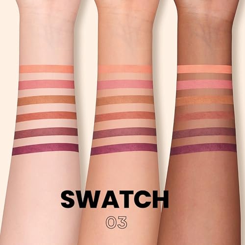 MAEPEOR Lip Liner Set 6Pcs Pure Natural Oak Brown Pink Red Series Lip Liners Smooth High Pigmented Matte Finish Lipliner Pen Kit (Set 03)