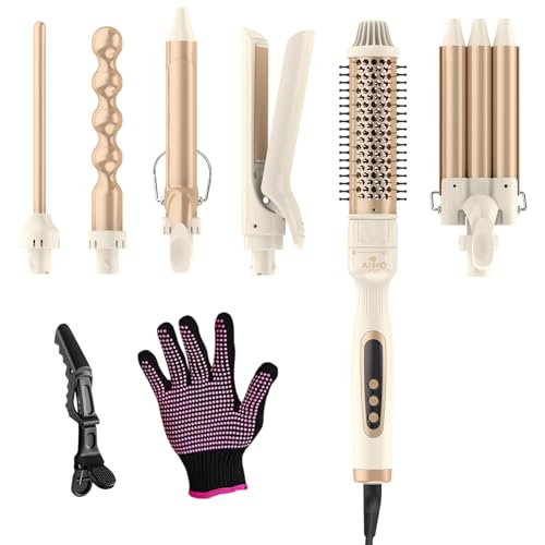 AIKO PRO 6-in-1 Curling Iron Set with Interchangeable Barrels