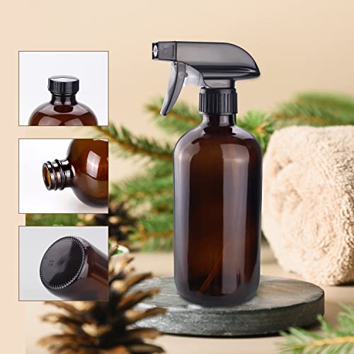 16 oz Amber Glass Spray Bottle with Adjustable Nozzle