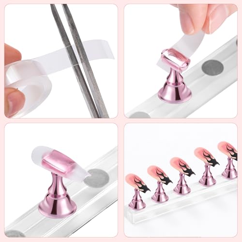 Pink Magnetic Nail Stand for Painting & Display - Press-On Nail Holder