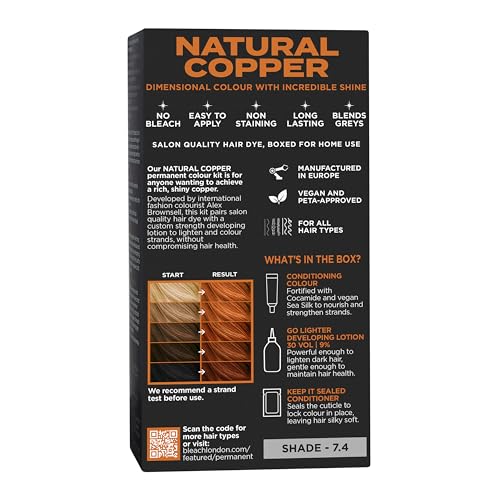 Bleach London Natural Copper Permanent Hair Dye Kit - Vegan & Long-Lasting