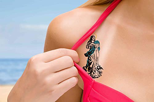 Temporary Tattoos Virgin Mary Praying Hands Cross 6 Sheets