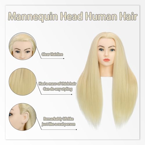 28" Mannequin Head 80% Real Hair Blonde Styling Practice
