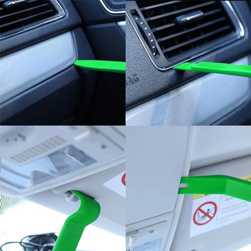 LivTee 5 pcs Auto Trim Removal Tool Kit, No Scratch Plastic Pry Tool Kit - Interior Door Panel Clip Fastener Removal Set for Vehicle Dash Radio Audio Installer (Green)