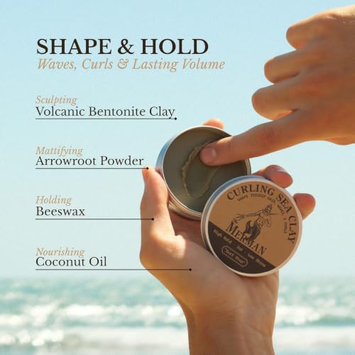 The Merman Curling Sea Clay - High Hold Men's Hair Clay, 2 oz