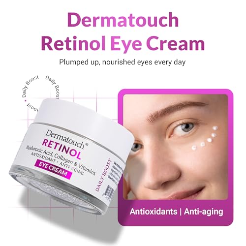DERMATOUCH Retinol Eye Cream, 1.75 oz - Hyaluronic Acid, Peptides & Vitamins - Made in America (Pack of 2)