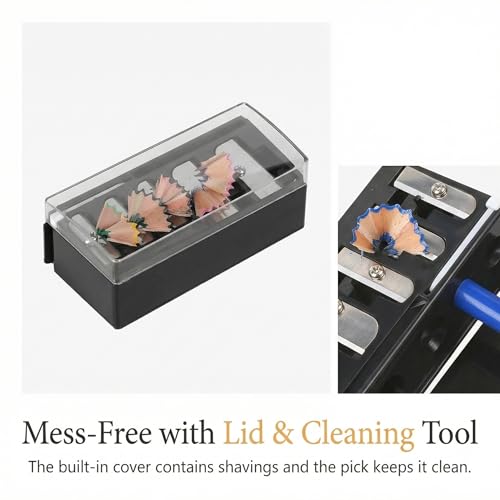 2-Pack 5-Hole Cosmetic Pencil Sharpener with Mess-Free Lid & Pick