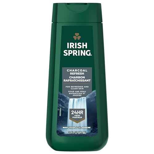 Irish Spring Men's Body Wash Shower Gel, Charcoal Refresh, 20 Fl Oz (Pack of 4)