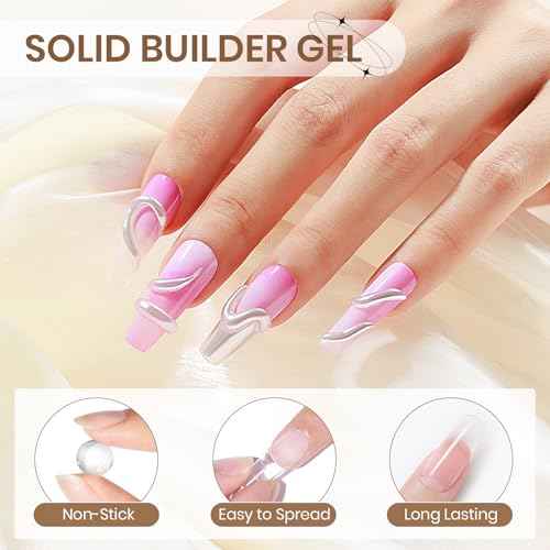 2PCS Clear 3D Sculpting Gel Non-Stick Hand Solid Builder 3D Nail Gel Art with Silicone Pen for 3D Modeling Nail Art Home Manicure DIY for Women