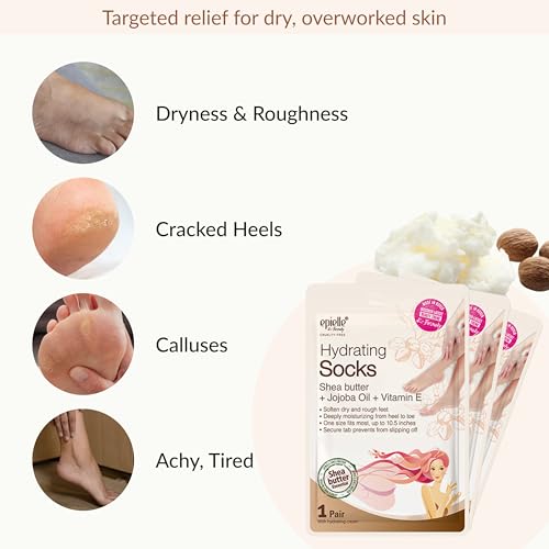 Epielle Hydrating Foot Mask 6 Pairs - Shea Butter & Jojoba Oil