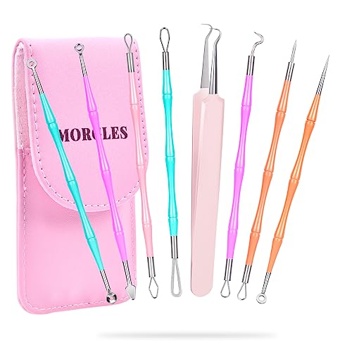 MORGLES Pimple Popper Kit, 8-Piece Acne Extractor Tools with Case