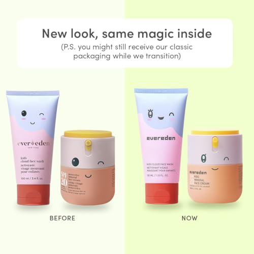 Kids Happy Morning DUO with Spa headband for Girls: Clean & Vegan Skin Care for Kids Bundle | Kids Skin Care Cloud Face Wash + SPF 20 Mineral Face Cream | Non-Toxic | Easy-to-Use Skincare for Kids