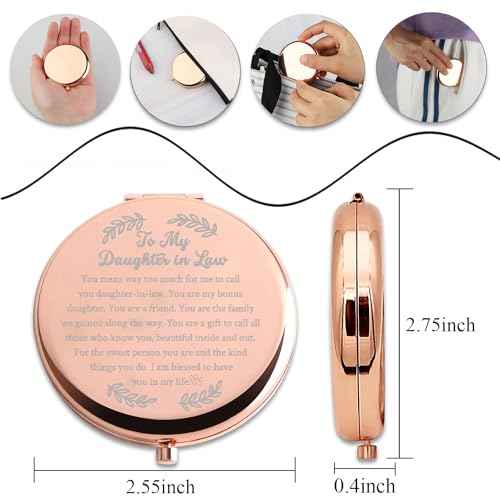 PLITI Daughter in Law Compact Mirror from Mother in Law Father in Law to My Daughter in Law Wedding Pocket Mirror (Daughter in Law CMrg)