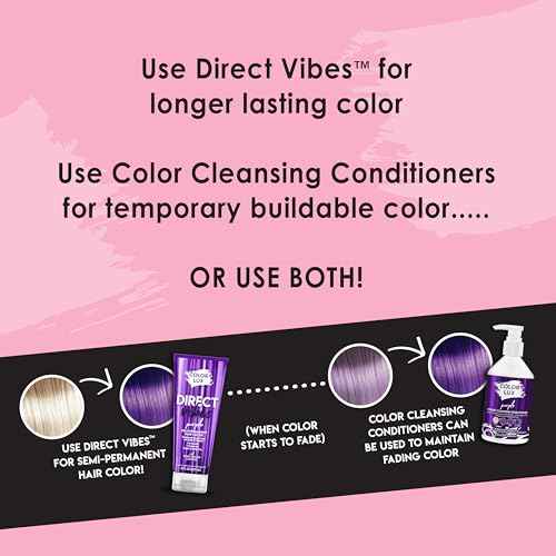 Color Lux Direct Vibes Semi-Permanent Hair Color, Purple, Vibrant & Long-Lasting Shade, Ammonia-Free, Vegan, Sulfate-Free, Paraben-Free, 8 fl oz