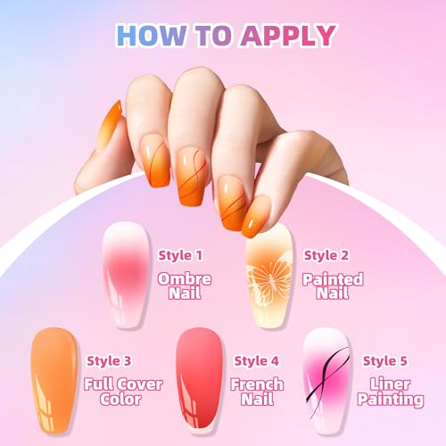 Woobena 20 Colors Ombre Gel Nail Polish Set with Sponge for Gradient & French Manicure - No-Wipe Glossy Finish, DIY Nail Art Kit for Beginners & Professionals - Variation A