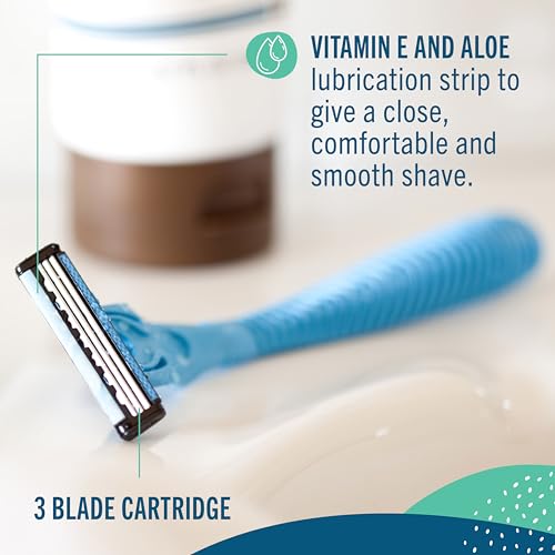 Preserve Shave 3 Razor Blade Refills, Titanium-Coated 3 Blade Cartridges with Vitamin E & Aloe ? Eco Friendly, Cruelty Free, Unisex Shaving for Face & Body ? 4 Pack