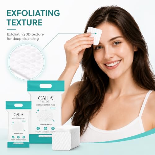 CALLA BEAUTY Exfoliating Cotton Rounds for Face - 500 Count Cleansing Pads