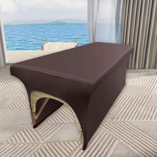 Leather Massage Table Cover Reusable & Waterproof Lash Bed Cover Fitted Excellent for Lash Extension, Massage, Spa, Beauty Salon, Wax, Tattoo, 1 Pack, Coffee