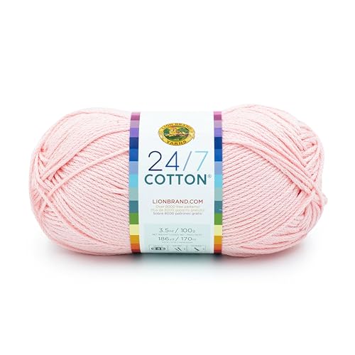 Lion Brand 24/7 Cotton Yarn, Lightweight Yarn for Knitting, Crocheting, and Crafts, Lemonade, 1 Pack