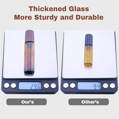 30pcs 10ml Amber Glass Roller Bottles for Essential Oils