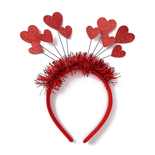 ROMODIYA Valentine's Day Heart Headband Hair Bands Sequin Red Heart Hair Hoop Boppers Glitter Headpiece Hair Accessories for Valentine's Day New Year Holiday Wedding Birthday Party Gift Decoration