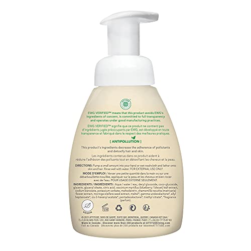 ATTITUDE 2-in-1 Hair and Body Foaming Wash for Baby, EWG Verified, Dermatologically Tested, Made with Naturally Derived Ingredients, Vegan, Pear Nectar, 10 Fl Oz (Pack of 3)