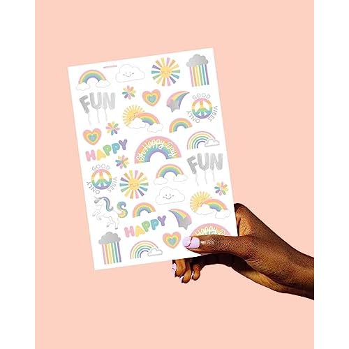 xo, Fetti Rainbow Temporary Tattoos - 46 Glitter Styles | Unicorn Birthday Party Supplies, Oh Happy Day Baby Shower, Magical Party Favors