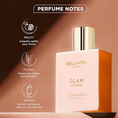BellaVita Luxury Glam Perfume & Body Wash Combo for Women | Eau De Parfum with Jasmine, White Honey, Rose & Cedar (100ml) + Fruity Floral Shower Gel with Aloe Vera (500ml) | Gentle & Refreshing