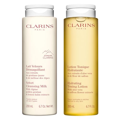 Clarins Hydrating Toning Lotion | Cleanses, Tones, Hydrates and Balances Skin's Microbiota |Plant-Based Ingredients, Including Aloe Vera | Alcohol-Free | Normal to Dry Skin Types