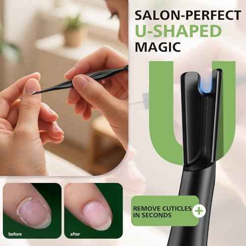 BALUCA 2-in-1 Cuticle Pusher & Trimmer with Fork ? Professional Stainless Steel Nail Cuticle Remover Tool for Pain-Free Manicure & Pedicure ? Durable Metal Cuticle Nippers and Scraper, Black
