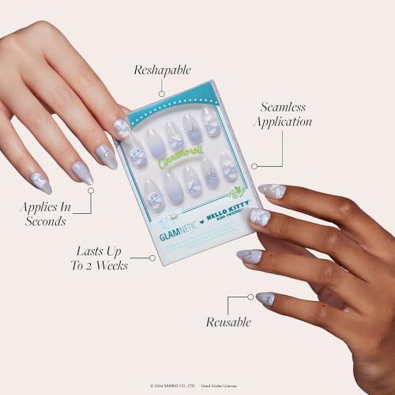 Glamnetic Cinnamoroll Press On Nails - Pale Blue 3D Velvet