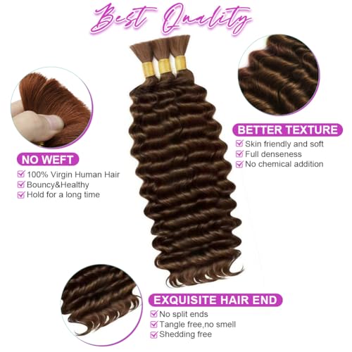 100% Human Hair Boho Braids Deep Wave 18in #4 Brown