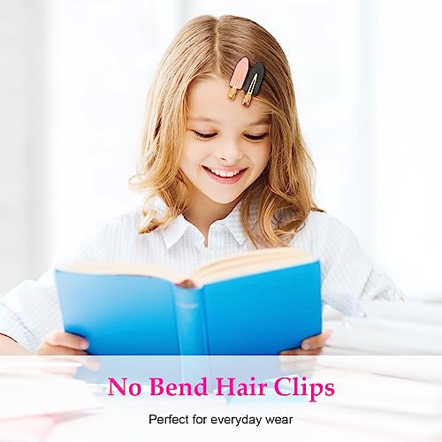 Creaseless Hair Clips Set - Black Pink White Non-Bend Hair Accessories for All Hair Types - 6 Pieces