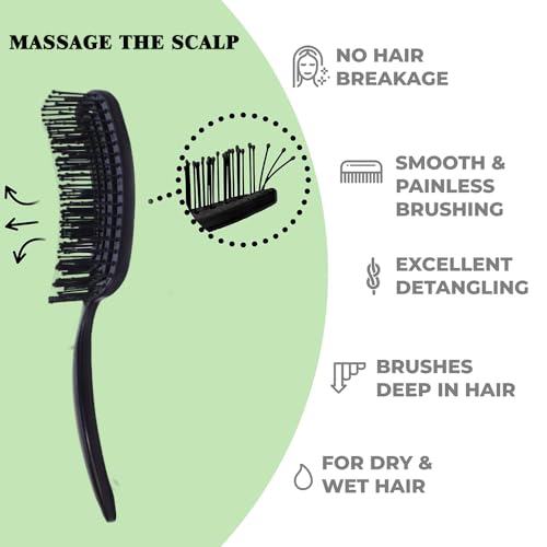 Detangler Hair Brush for Wet & Dry Hair - Soft Nylon Bristles