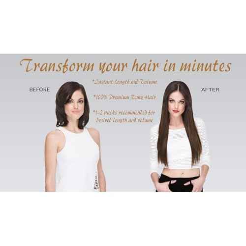 END OF YEAR COUPON SALE- EURONEXT Clip in hair extensions, 100% Remy human hair, 14 inches, Straight, Curly, Dark Brown