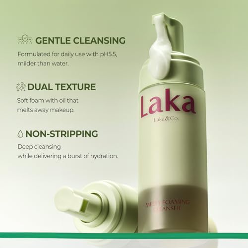 Laka Melty PDRN Oil Foam Cleanser, 145ml/4.9 fl.oz?, Gentle Face Cleanser for All Skin Types, Deep Cleaning, Hyaluronic Acid, Soft Bubble, Korean Skincare