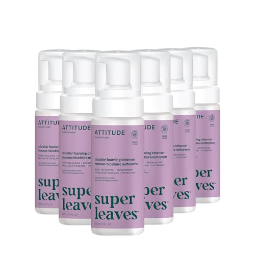 ATTITUDE Micellar Foaming Facial Cleanser, EWG Verified, Dermatologically Tested, Plant and Mineral-Based, Vegan, Coconut & Wildberries, 5 Fl Oz (Pack of 6)