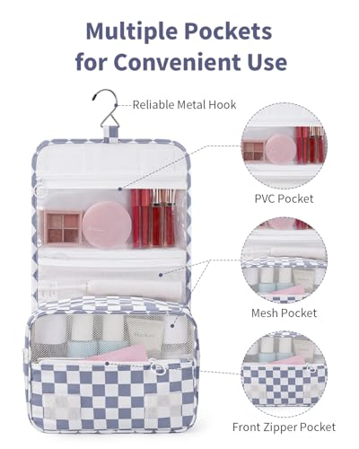 Narwey Hanging Travel Toiletry Bag for Women - Grayish Blue